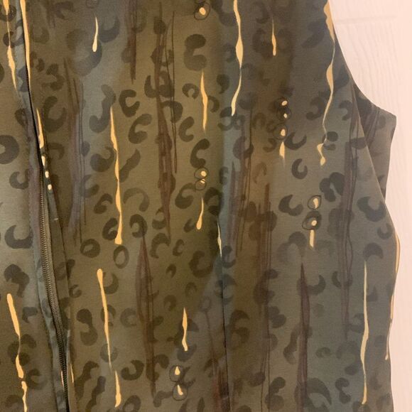 R&K ORIGINALS DRESS MAXI OLIVE GREEN/GOLD CHEETAH PRINT SLEEVELESS SZ 12 - Picture 8 of 8